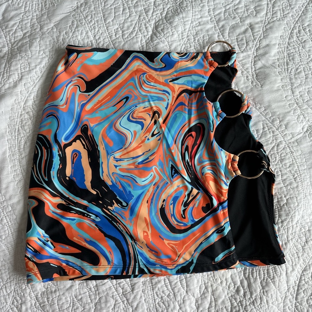 White Fox Orange Swirl Mini Skirt